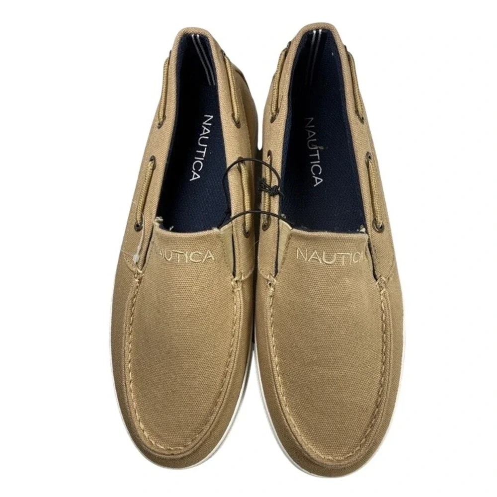 New‎ Nautica Doubloon Boat Shoes Men's Tan Slip On Loafer Shoes Comfort Size  8